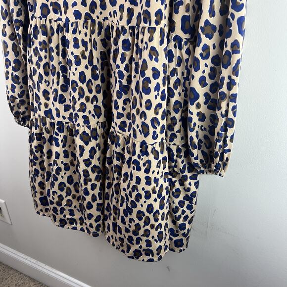 Vineyard Vines Dress XL Leopard Print Tiered Dress Long Sleeve Pullover - Picture 6 of 9